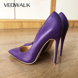 Dress Shoes Veowalk Customised Brand Woman High Heels Pumps Slip On Purple Microfiber Basic Sandals Wedding/Party Super