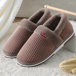 Slippers Home Shoes For Men Winter Warm Furry Short Plush Man Non Slip Bedroom Couple Soft Indoor Male Large Size 47