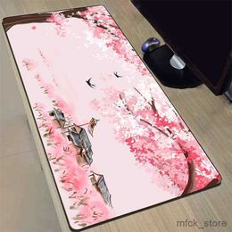 Mouse Pads Wrist Rests Pink Sakura Mouse Pad Desk Pad Computer Carpet Mausepad Office Accessories Keyboard Gaming Laptop Deskmat Rugs R230830