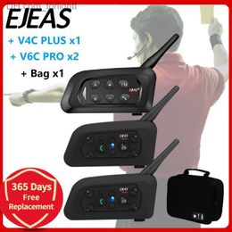 EJEAS V4C PLUS +V6C PROx2 Football 3 Referee Intercom Headset 1200M Soccer Full Duplex Bluetooth Conference Interphone +Handbag Q230830