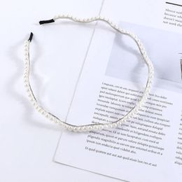 Hair Accessories Korean Simple Pearl Elegant Sweet White Metal Head Hoop Headband Band