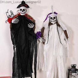 Halloween Skeleton Haunted House Props Pendant Ghost Bride Groom Rattan Wreath Party Dress Up Supplies Halloween Decoration Q230830