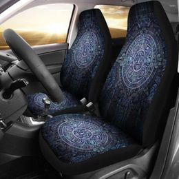 Car Seat Covers Aztec Symbol Blue (Set Of 2) Pack 2 Universal Front Protective Cover