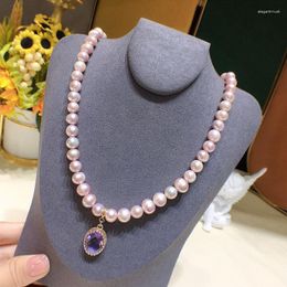 Pendant Necklaces FXLRY Vintage Natural Freshwater Pearl 7-8mm Clavicle Chain Necklace For Women Bridal Wedding Jewelry