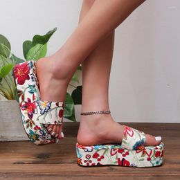 Slippers Womens High Heels Sandal Thick Bottom Casual Shoes Ladies Leisure Summer Flat Sandals Women Trendy Platform Mules