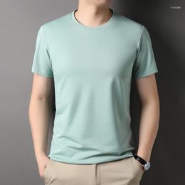 Men's T Shirts Top Grade 2.5% Mulberry Silk Summer Brand Tops Crewneck Tshirt Men Plain T-Shirt Short Sleeve Casual Fashion Mens Clothing