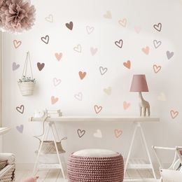 Wall Stickers 36pcs Heart Shape Trendy Boho Style Bohemian Decals for Living Room Bedroom Nursery Kids Home Decor 230829