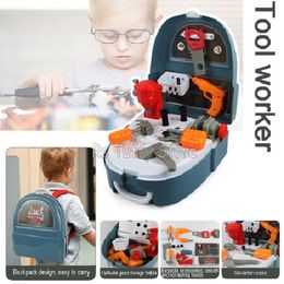 Tools Workshop Children Play House Toolbox Simulation Repair Boys Pretend Toys Kids Drill Screwdriver Tool Box Bag Set Adjustable Straps 230830