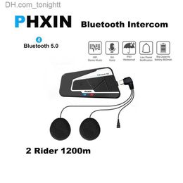 NEW PHXIN Motorcycle Bluetooth Intercom BT5.0 Interphone 2 Rider 1200M Motorbikes Headset Waterproof Wireless Intercomunicador Q230830