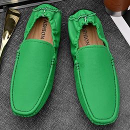 Dress Shoes Genuine Leather Men Loafers Shoes High Quality Moccasins Driving Shoes Green Orange Office Shoes Casual Loafers Big Size 48 47 L0830