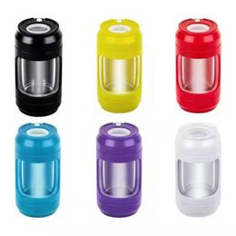 110ml Glow Jar LED Smoking Herb Grinders With Tobacco Herb Crusher Storage Jar Magnifying Lids Light Up Portable Box Usb Charger Smoke Pipe Cigarette Accessories