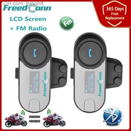 FreedConn T-COM SC Bluetooth Motorcycle Helmet Headset Intercom Moto BT Interphone LCD Screen FM Radio Communicator Waterproof Q230830