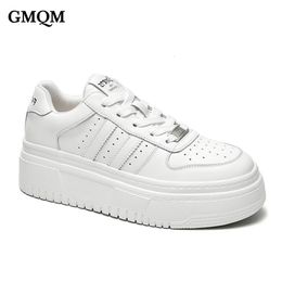 Dress Shoes GMQM Fashion Genuine Leather Women Platform Sneakers Sports 2023 Spring Round Toe Flats College Student Walking 230829