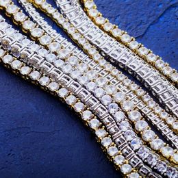 5mm 16-30inches Real Gold Plate Bling Cubic Zirconia Tennis Chain Choker Necklace Diamond Long Necklaces Bijoux Hiphop Jewelry for209A