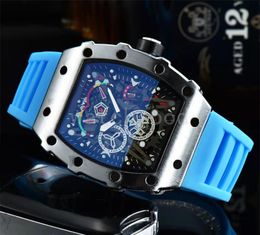 Montre de luxe skeleton ladies watch with rubber strap multi dial work relogio masculino waterproof fashion men watch casual quartz movement dh011 C23