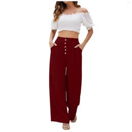 Women's Pants Cotton And Linen Wide-leg Split Casual Elegant Trousers Elastic Yoga Ladies Summer Pantalones