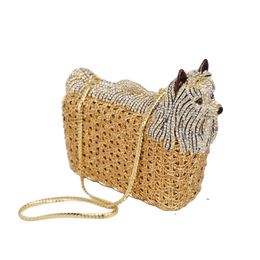 Evening Bags Classic Designer luxury crystal evening bag Animal Dog women Clutch Ladies purse ladies Day Clutches for Wedding SC031 230829