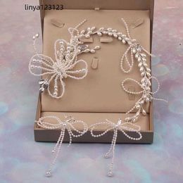 Hair Clips Butterfly Pearl Headband With Earrings Wedding Accessories For Bridal Headpiece Flower Headbands Women Bride Crown Tiara