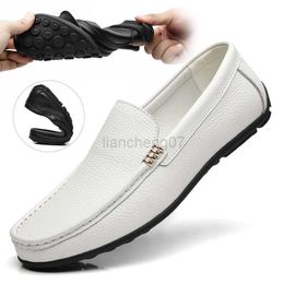 Dress Shoes White Loafer Men Shoes Luxury Genuine Leather Business Moccasins Footwear Male Soft Driving Flats Comfy Slip-on Men Casual Shoes