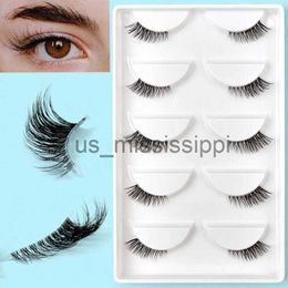 False Eyelashes 5 Pairs 2Colors Natural Look Lashes with Clear Band Short Fake Eyelash Pack by Outopen x0830