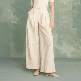 Women's Pants 2023 Summer Women High Waist Floor Mopping Straight Casual Linen Wide Leg