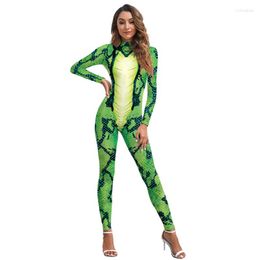 Women's Jumpsuits Woman Animal Snake Cosplay Costume Halloween Carnival Catsuit Female Fitness Bodysuit 12% Spandex Jumpsuit Party