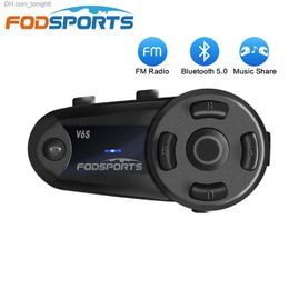 Fodsports V6S Motorcycle Intercom Helmet Bluetooth Headset 6 Riders 1000m Waterproof Wireless Interphone FM Radio Share Music Q230830