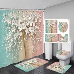 Shower Curtains Shower Curtains And Rugs For Bathroom Sets Bouquet Of White Flowers 3D Style Shower Curtains Home Bathroom Decor R230831