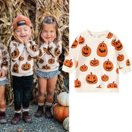 Hoodies Sweatshirts 06 30 Lioraitiin 1 5Years Toddler Girls Boys Halloween Sweatshirt T Shirts Long Sleeve Pullover Pumpkin Outwear 230830