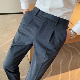 Men's Suits British Style Business Casual Slim Fit Men Dress Pants Formal Wear Fashion All Match Straight Social Party Male Trousers 38-28