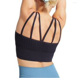 Yoga Outfit Running Women's Underwear Lingerie Seamless Sports Bra Top Padded Push Up Fitness Shockproof Back Cross Bras Bh Gym