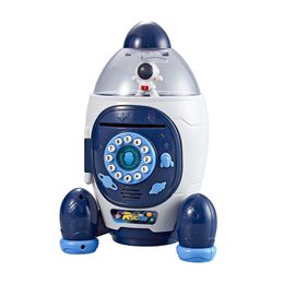 LED Light Sticks Children s space rocket piggy bank can automatically deposit coins to light up birthday gifts 230829