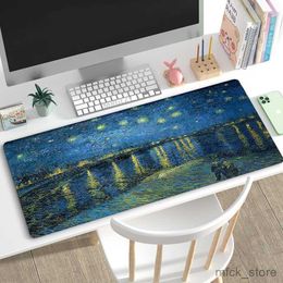 Mouse Pads Wrist Rests Painting Mouse Pad Large Keyboard Gaming Accessories Playmats Van Gogh Carpet Desk Gamer R230830