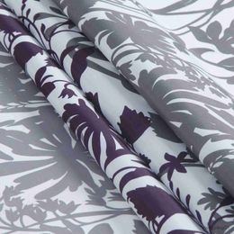 Shower Curtains Enchanted Floral Grey Flower Fabric Purple Plants Printed Waterproof Shower Curtain R230831