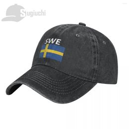 Ball Caps Sweden Flag With Letter Washed Cotton Cap Gorras Snapback Baseball Dad Outdoors Travel Sun Hats Casquette