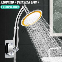 Bathroom Shower Heads Shower Bathroom High Pressure Round Large Rainfall Shower Head Hand Hold Abs Plastic 6 Inch 360 AdjustableTop Spray Shower x0830