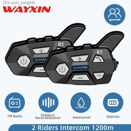 WAYXIN R5 Motorcycle Intercom Helmet Headsets FM Radio BT5.0 Communication Interphone Intercomunicador Moto Waterproof 2 Rider Q230830