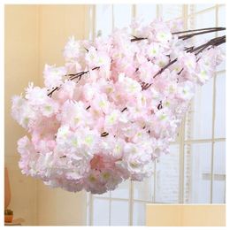 Decorative Flowers Wreaths Artificial Cherry Blossom Branch 100 Cm Wedding Party Scene Faux Home Living Room Diy Decoration Flower Otqms