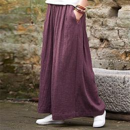 Women's Pants Capris Spring Fashion cotton Wide Leg Pants plus size Female Loose Casual cotton linen Pants Trouser Autunm vintage long pants 230829