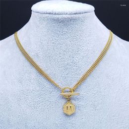 Pendant Necklaces Fashion Stainless Steel Letter A Necklace Chain Women/Men Gold Colour Pendants Jewellery Joyas MujerXH7004S07