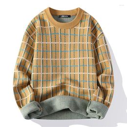 Men's Sweaters Autumn Winter Cotton Sweater Men Fashion Casual O-Neck Plaid Pullovers Knitted Male Warm Mens