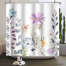 Shower Curtains Floral Shower Curtain for Bathroom Flower Butterfly Waterproof Fabric Bathtub Bathroom Curtain With 180x240 R230831