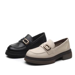 Dress Shoes 2023 British Style True Soft Women s Loafers Trendy Spring and Autumn Thick Soles Retro Leather Ayakkabi 230830