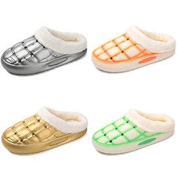 2023 Winter fleece thickened home cotton men woman golden silver green orange black trend couple shoes