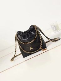 AS3980 Brand Designer Bag Large Capacity Mini Edition High Quality Leather Garbage Bag Chain Bag Metal Letter Hot Selling Shoulder Bag classic black and white bags