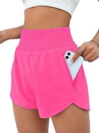 LU-222 Women's Sports Hotty Hot Shorts High Waist Track That Running Yoga Leggings Side Pockets Anti Glare Elastic Slimming Pant Tights