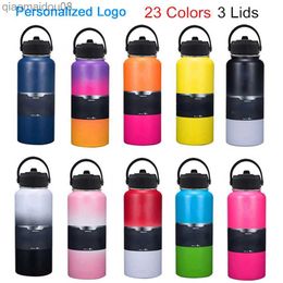 Tumblers Personalized 18oz 32oz 40oz Thermal Water Bottle With Straw Lid Stainless Steel Vacuum Insulated Hydroes Thermos Flask for Sport HKD230830