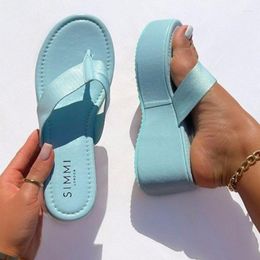 Slippers Summer Wedges Flip Flops For Women Cloth Clip Toe Chunky Platform Woman Plus Size Light Non-slip Beach Shoes Sandals