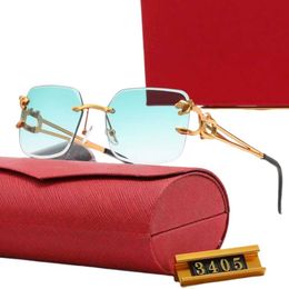 Men Designer Sunglasses For Woman Eyewear Glasses Cycling Sunglasses Discoloration Frameless Antireflection Glass Alloy Stainless Sun Glasses