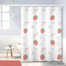 Shower Curtains Shower Curtains 180cm Fruit Cartoon Printed White Bathroom Curtain for Girl Waterproof with Inches Bath Decor R230831